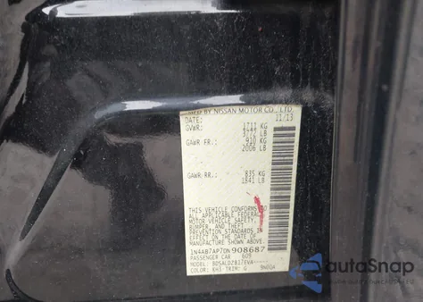 2013 Nissan Sentra S/Sv/Sr/Sl z USA, uszkodzony, nr VIN 1N4AB7AP7DN908687